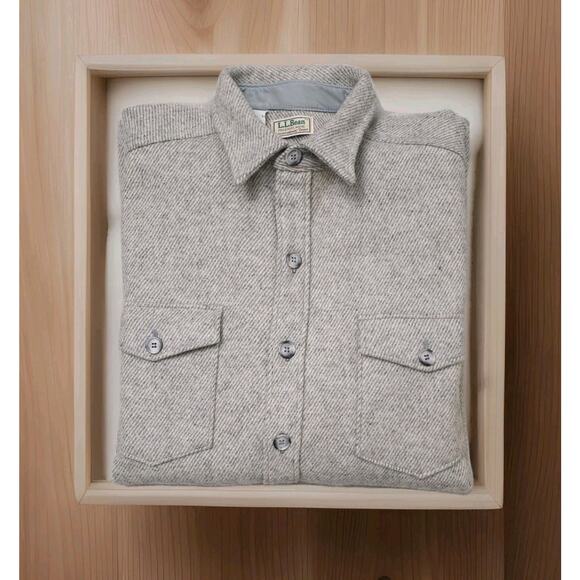 LL Bean Vintage Northwoods Tweed 100% Wool Shirt Jacket Mens NOWT